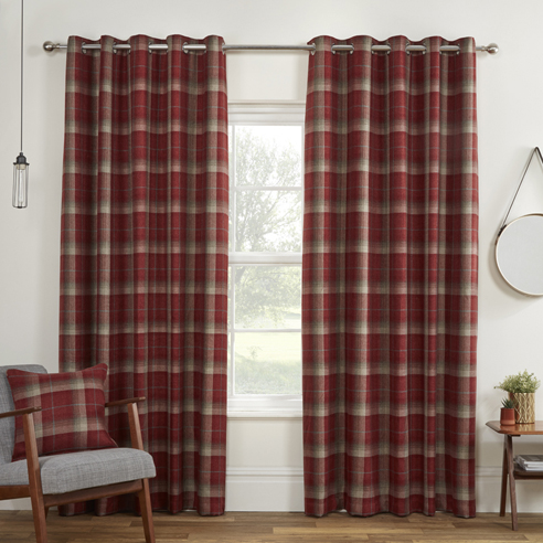 Carnoustie (Blackout) Eyelet, Red - Ready Made Curtains - Image 3